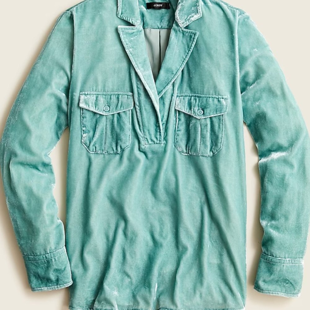 Jcrew J. Crew Patch-Pocket Velvet Popover Shirt XXS
